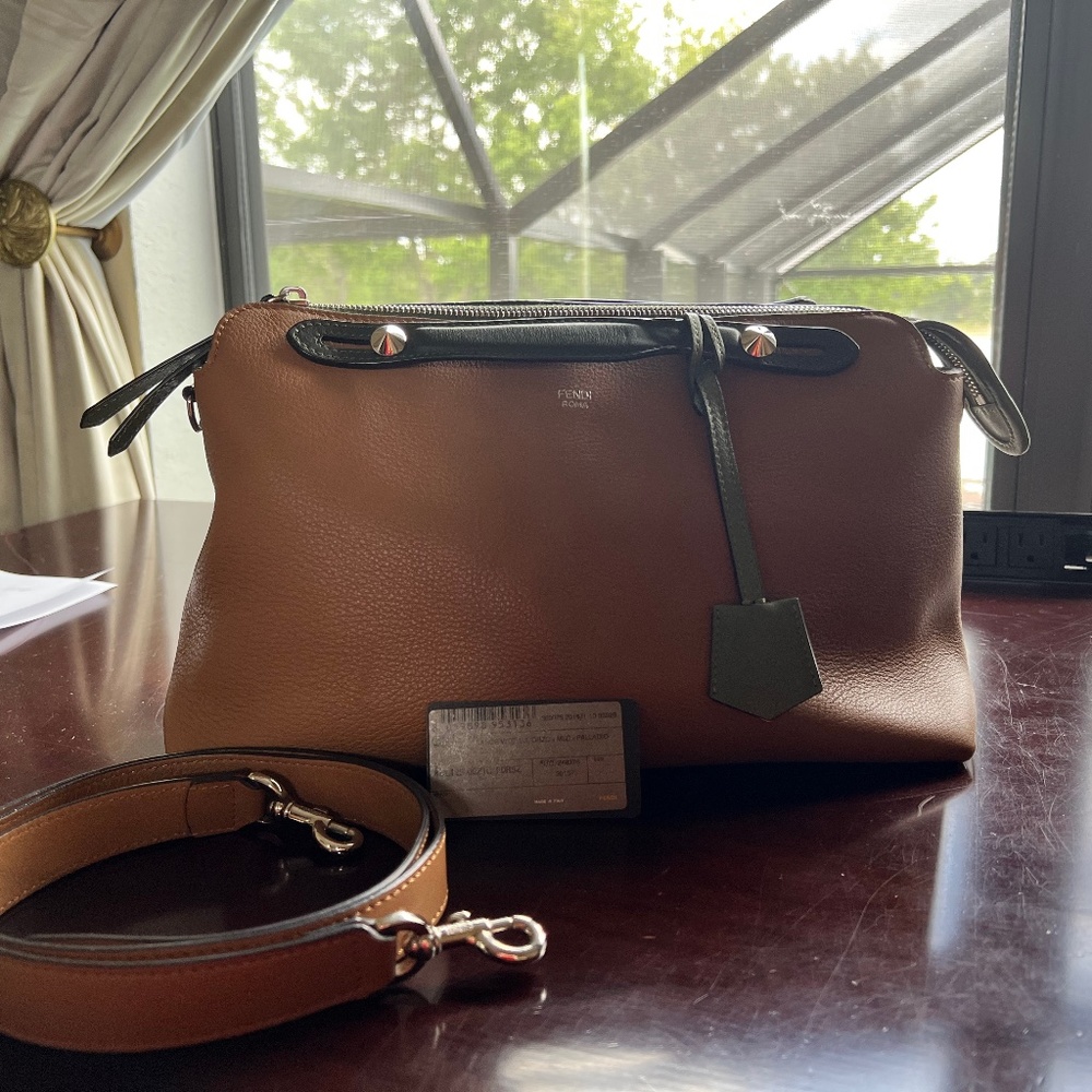 Fendi 'By The Way' Medium Tote Bag in Tan and Army Green